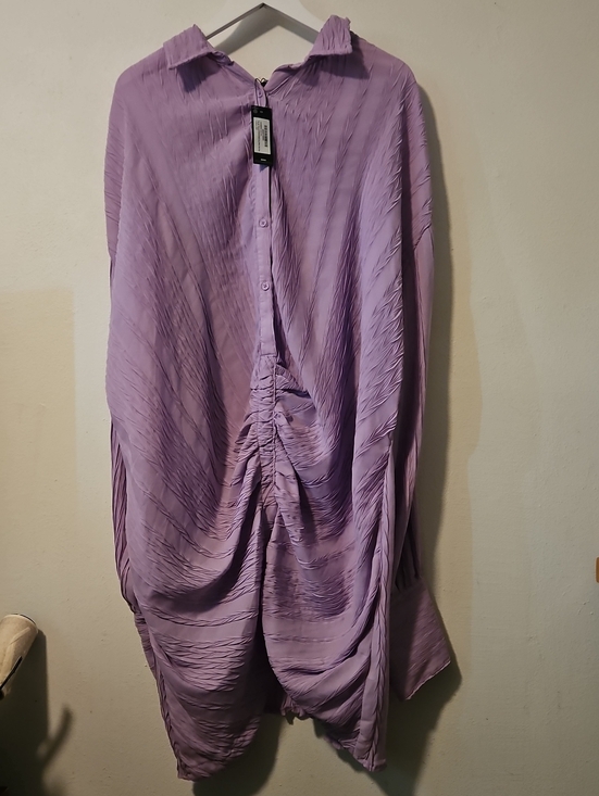 PrettyLittleThing Dresses & Skirts - PrettyLittleThing Lilac Pleated Maxi Shirt Dresswith Ruched Front 22